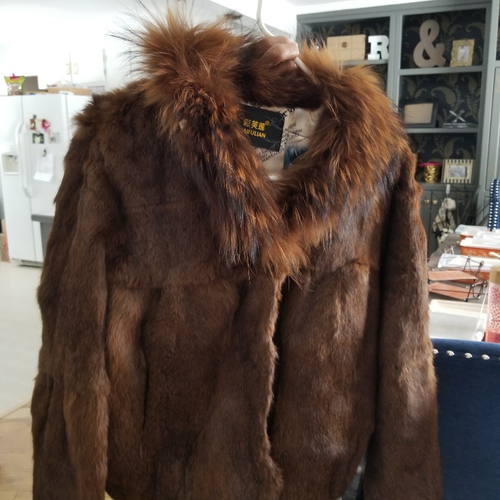 Natural rabbit fur jacket